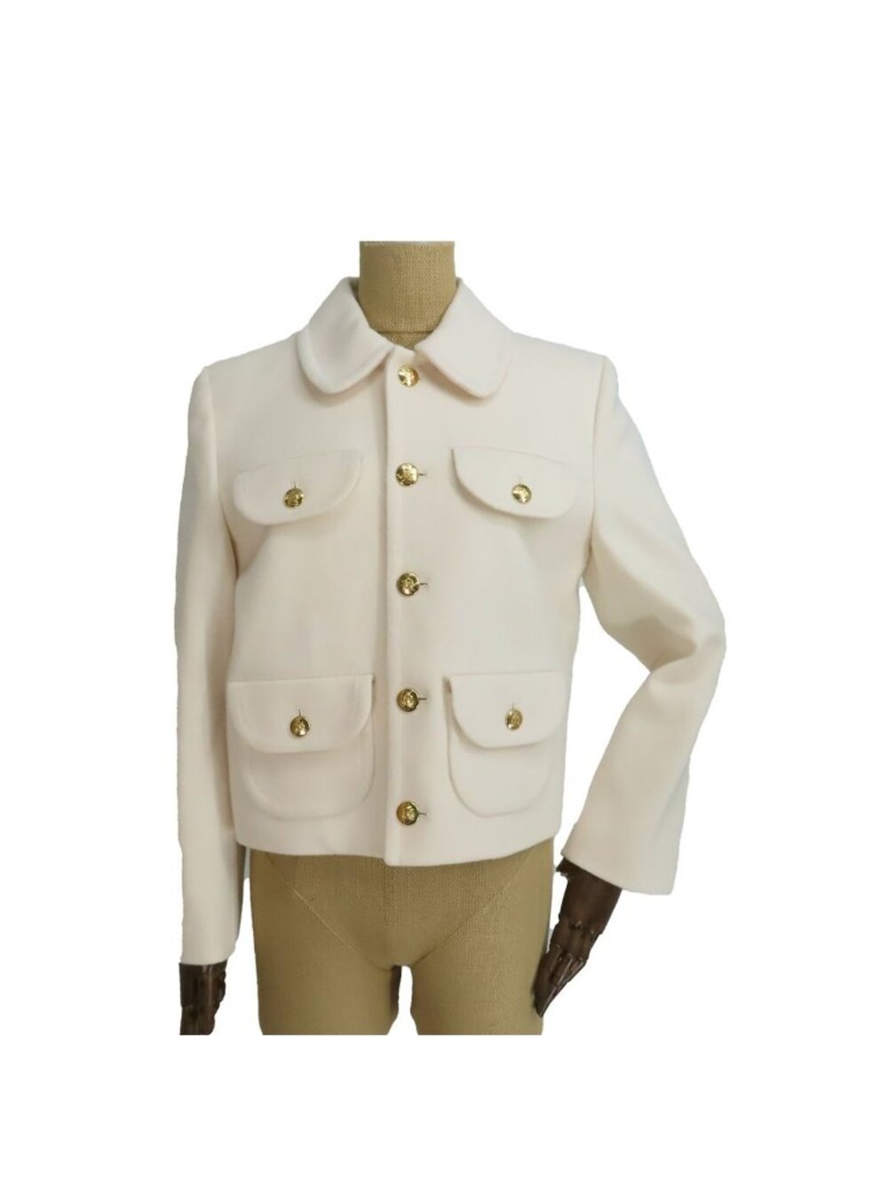Celine Hedi Slimane Era Claudine Color Jacket Ivory Wool Outer 38